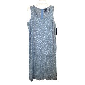 VTG NWT Blue J. Denim Cottage Prairie‎ Maxi Dress Floral Sleeveless Size Medium